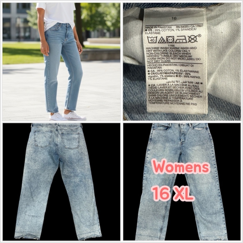 Women's Old Navy 16 Sky Hi Straight Jeans Denim Faded Navy Blue Button Fly